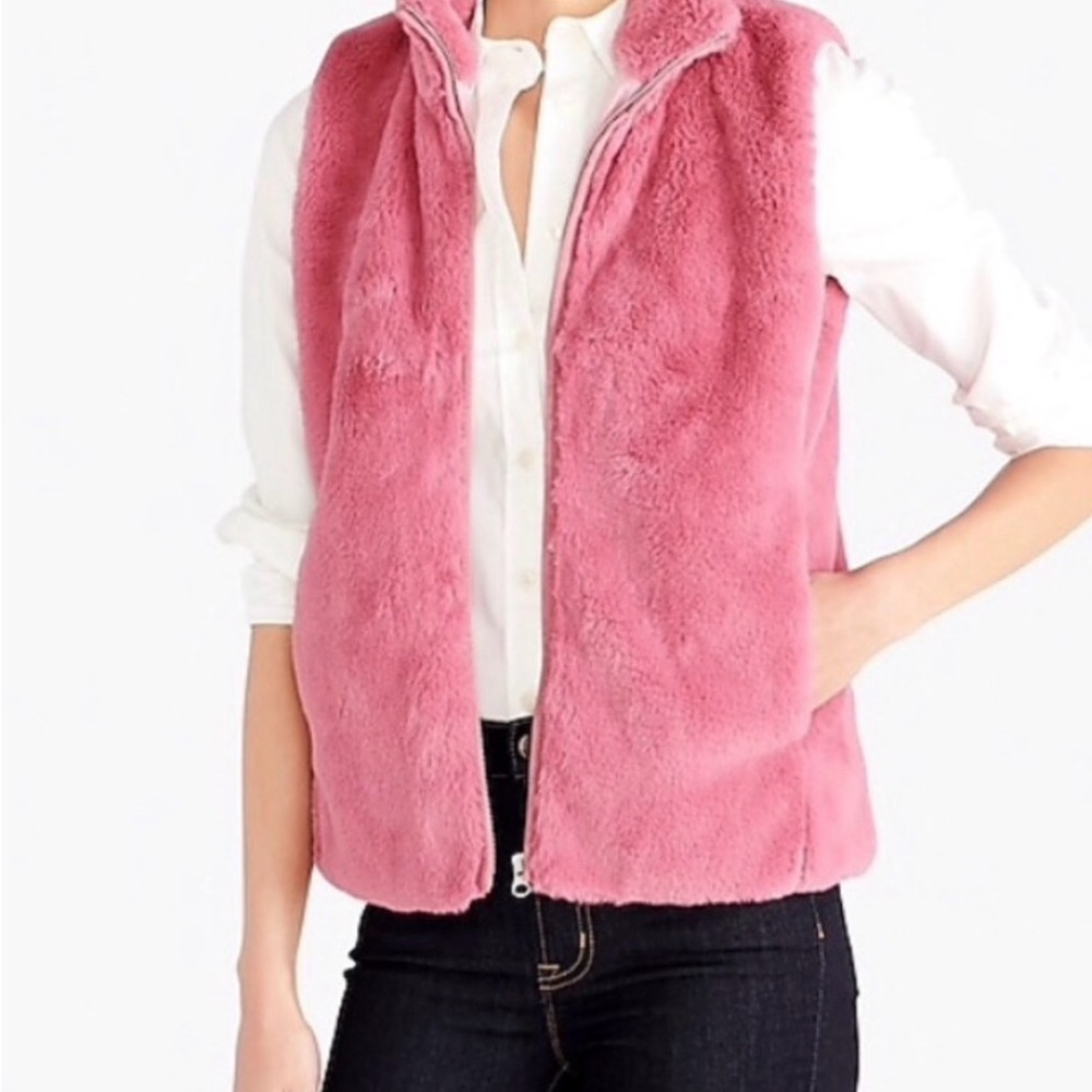 J. Crew Soft Pink Faux Fur Vest